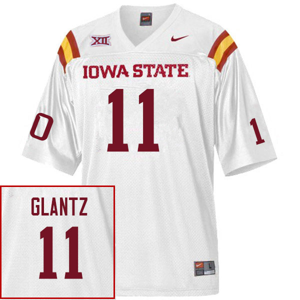 Men #11 Nate Glantz Iowa State Cyclones College Football Jerseys Sale-White - Click Image to Close